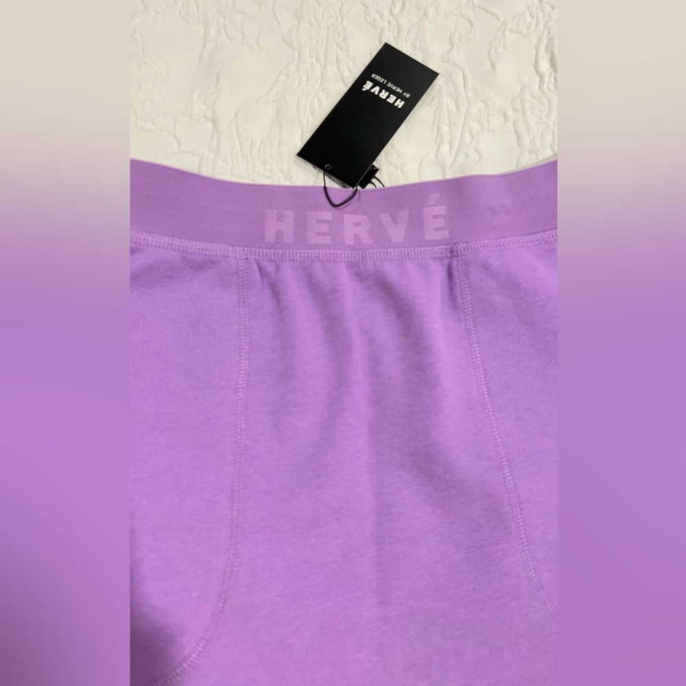 HERVE LEGER  COTTON KNIT LOGO SKIRT IN WISTERIA SIZE S NWT💜 - Picture 11 of 14